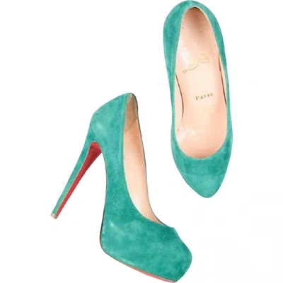 Pre-owned Christian Louboutin Bianca Turquoise Suede Heels