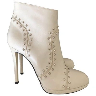 Pre-owned Pinko Beige Leather Ankle Boots