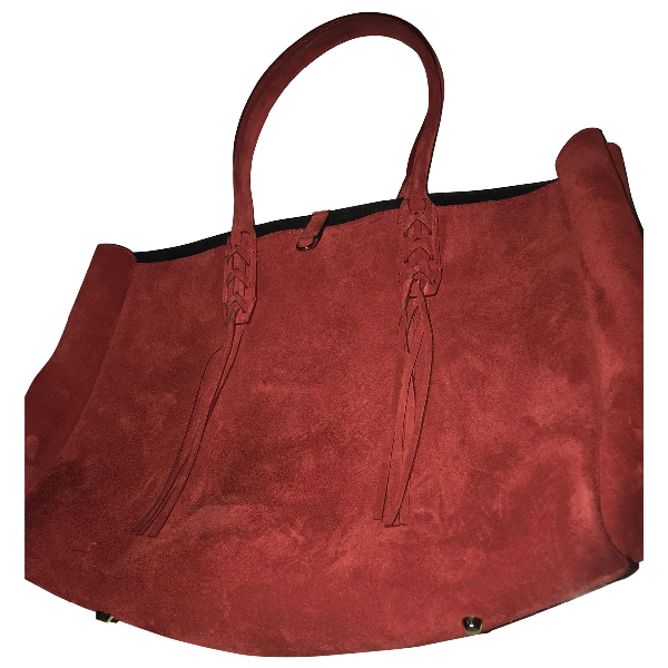 Preowned Lanvin Red Suede Handbag ModeSens