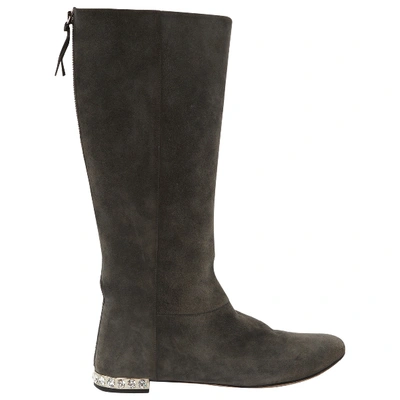 Pre-owned Miu Miu Boots In Grey