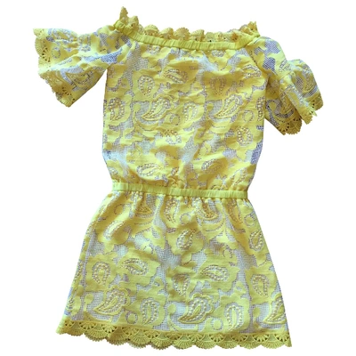 Pre-owned Alexis Mid-length Dress In Yellow
