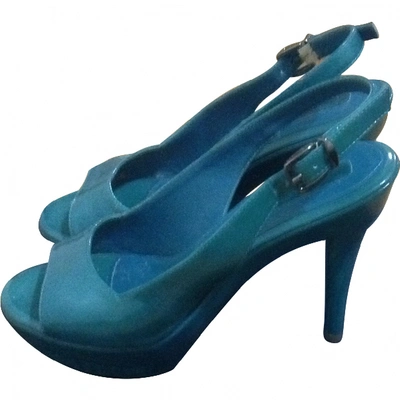 Pre-owned Jil Sander Patent Leather Sandals In Turquoise