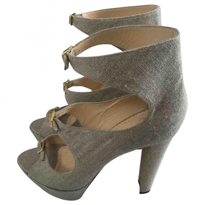 Pre-owned Charlotte Olympia Cloth Sandals In Grey