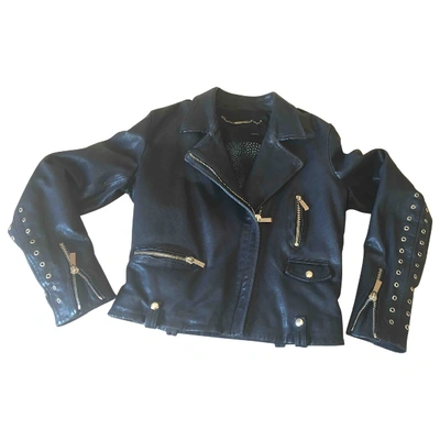 Pre-owned Barbara Bui Leather Biker Jacket In Blue