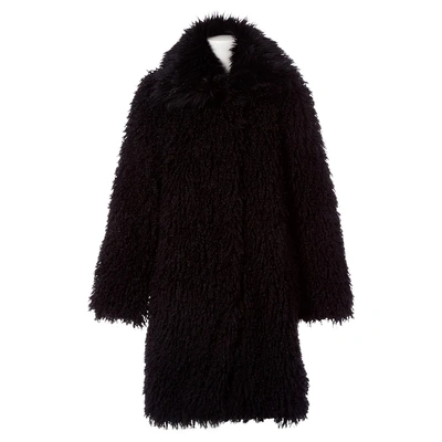 Pre-owned Lanvin Faux Fur Coat In Black