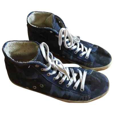 Pre-owned Leather Crown Cloth Trainers In Blue