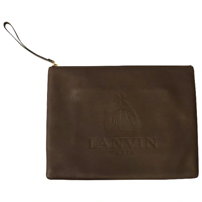 Pre-owned Lanvin Leather Clutch Bag In Brown