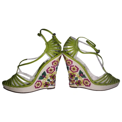 Pre-owned Gucci Leather Sandals In Green