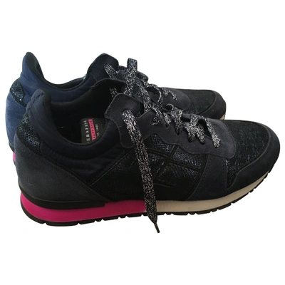 Pre-owned Serafini Leather Trainers In Navy