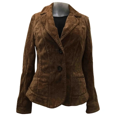 Pre-owned Essentiel Antwerp Leather Short Vest In Brown