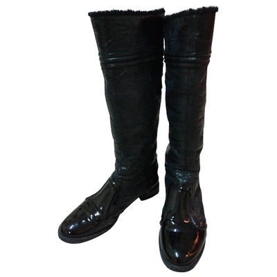 Pre-owned Dolce & Gabbana Patent Leather Boots In Black