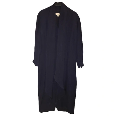 Pre-owned Burberry Silk Mid-length Dress In Navy