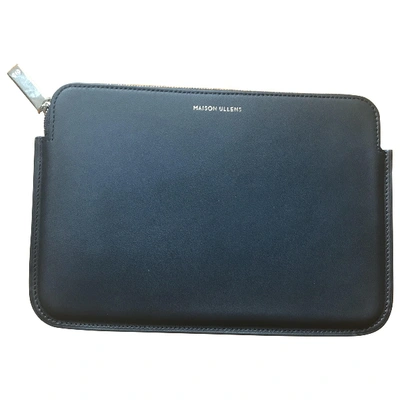 Pre-owned Maison Ullens Leather Clutch Bag In Navy