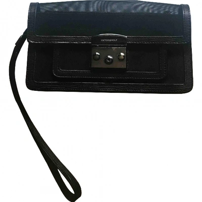 Pre-owned Viktor & Rolf Leather Clutch Bag In Black