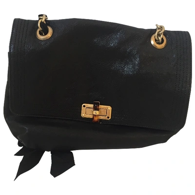 Pre-owned Lanvin Happy Leather Handbag In Black