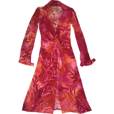 Pre-owned Versace Silk Mid-length Dress In Pink