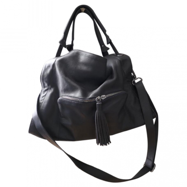 Pre-Owned Sandro Anthracite Leather Handbag | ModeSens