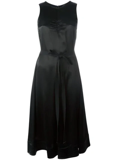 Joseph Woman Belted Ruched Satin-crepe Dress Black