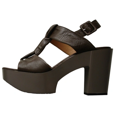 Pre-owned Robert Clergerie Leather Sandal In Brown