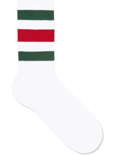 Gucci Stretch Cotton Socks With Web In White