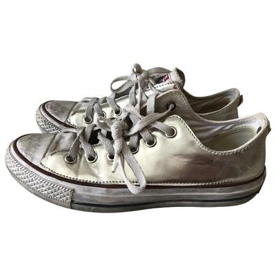 Pre-owned Converse Patent Leather Trainers In Silver