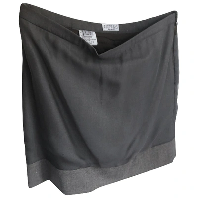 Pre-owned Brunello Cucinelli Wool Mini Skirt In Anthracite