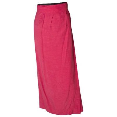 Pre-owned Saint Laurent Linen Maxi Skirt In Red