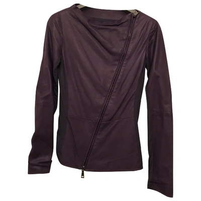 Pre-owned Emporio Armani Leather Jacket In Purple