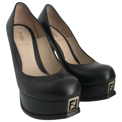 Pre-owned Fendi Leather Heels In Black