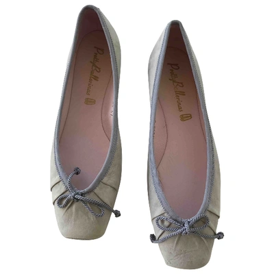 Pre-owned Pretty Ballerinas Grey Leather Ballet Flats