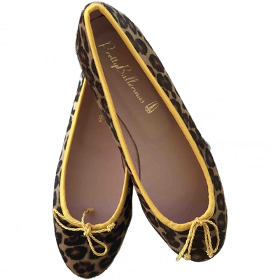 Pre-owned Pretty Ballerinas Brown Pony-style Calfskin Ballet Flats