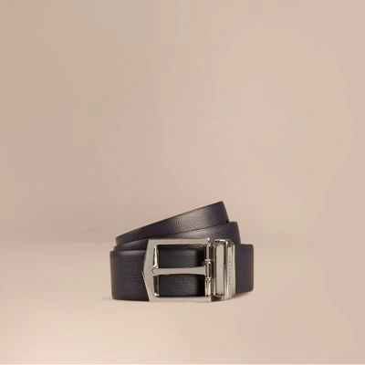 Burberry Reversible London Leather Belt In Dark Navy/black