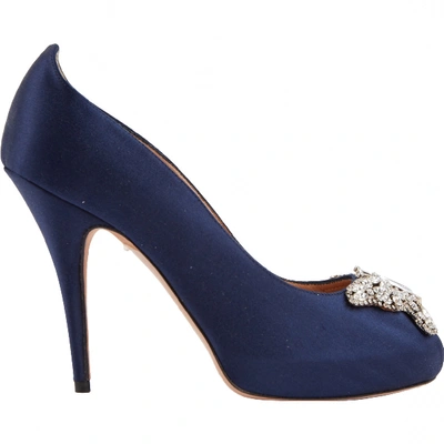 Pre-owned Aruna Seth Cloth Heels In Navy