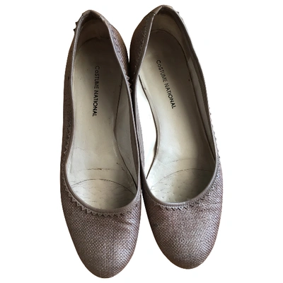 Pre-owned Costume National Cloth Ballet Flats In Ecru