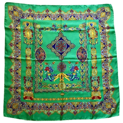 Pre-owned Versace Silk Handkerchief In Green