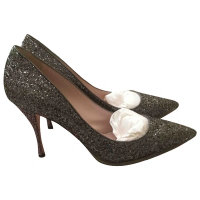 Pre-owned Miu Miu Glitter Heels In Anthracite