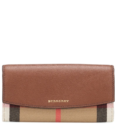 Burberry House Check And Leather Continental Wallet In Brown