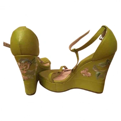 Pre-owned Dior Leather Sandals In Green