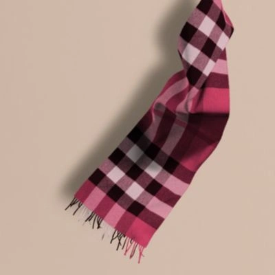 Burberry The Large Classic Cashmere Scarf In Check In Fuchsia Pink |  ModeSens