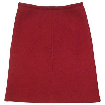 Pre-owned Alaïa Wool Mid-length Skirt In Burgundy