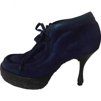 Pre-owned Marc Jacobs Leather Ankle Boots In Blue