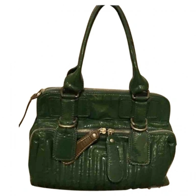 Pre-owned Chloé Héloise Patent Leather Handbag In Green