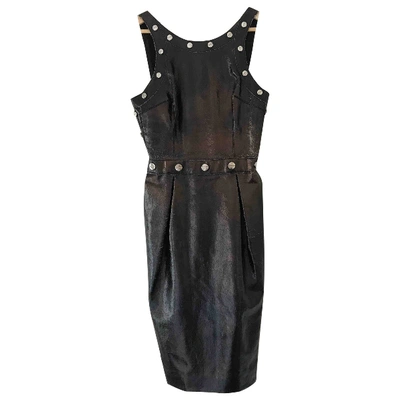 Pre-owned Dolce & Gabbana Leather Mid-length Dress In Black