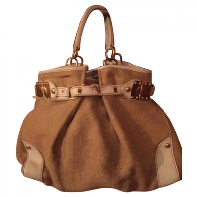 Pre-owned Miu Miu Cloth Handbag In Beige