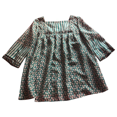 Pre-owned Cacharel Silk Mini Dress In Turquoise