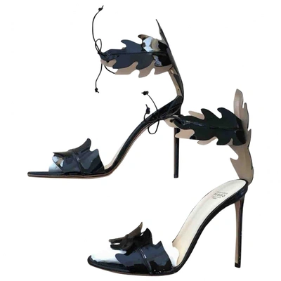 Pre-owned Francesco Russo Patent Leather Sandals In Black