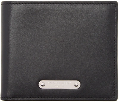 Saint Laurent Logo-plaque Bi-fold Leather Wallet In Black