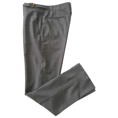 Pre-owned Miu Miu Wool Trousers In Grey