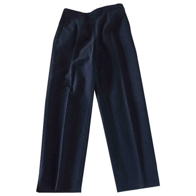 Pre-owned Alberto Biani Wool Straight Pants In Grey