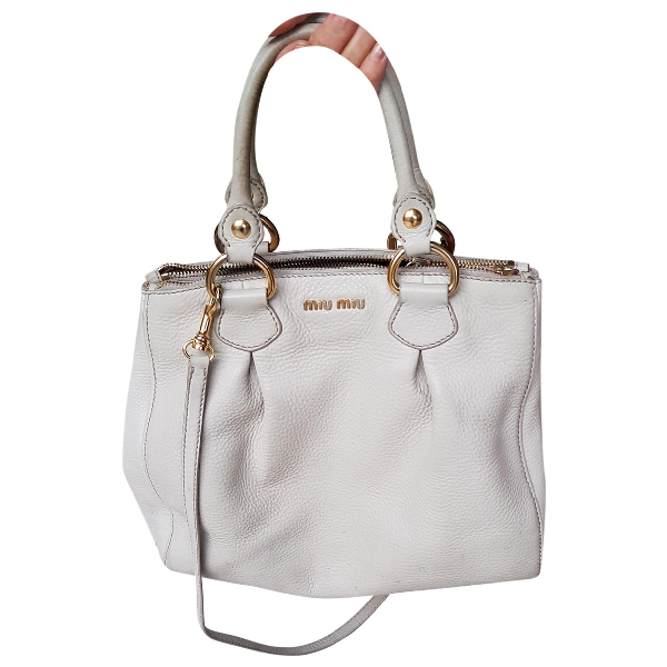 Pre-owned Miu Miu Grey Leather Handbag | ModeSens